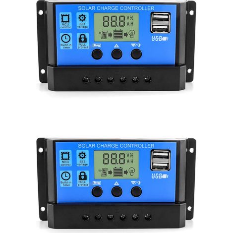 2 Contrôleur De Charge Solaire, 30A 12V/24V, Écran LCD, Double Port USB, Système Solaire (1/5)