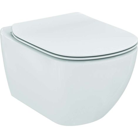 TESI: taza de inodoro AquaBlade sin brida + tapa ultrafina con cierre amortiguado (T354601)