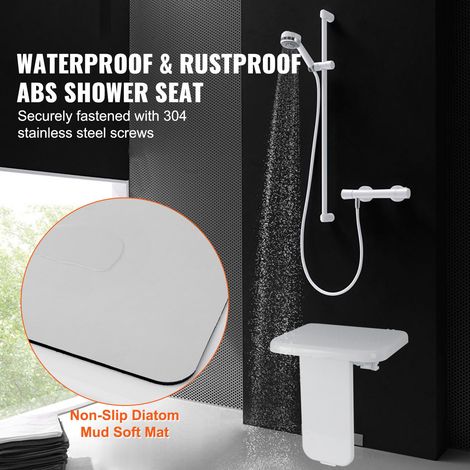 Banc de douche pliable murale en ABS 40x42 cm, siège rabattable 200 kg, tabouret salle de bain gain de place pour personnes âgées femmes enceintes enfants adultes (1/5)