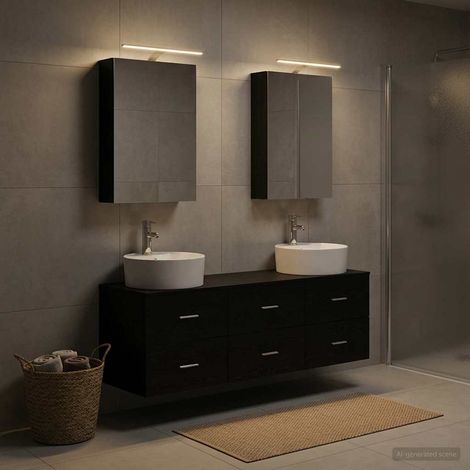 vidaXL Bathroom Furniture Set 5 pcs Black Oak (1/5)