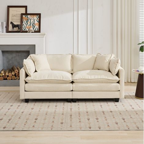 Sofá modular de 2 plazas chenilla beige para salón OKMYHOME (1/5)