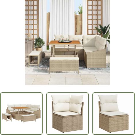Canapé en poly rattan - Ensemble de canapé de jardin 8 pcs Beige Poly rotin (1/5)