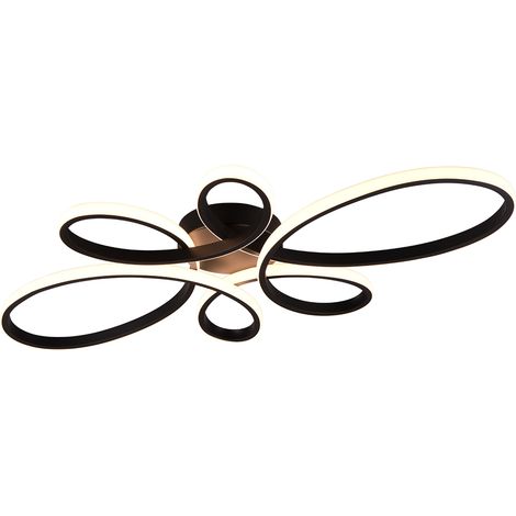 FLY PLAFONIERA GRANDE LED 32W 3900lm, 3000K NERA CON REGOLAZIONE INTENSITA' CON NORMALE INTERRUTTORE L. 83CM (1/4)