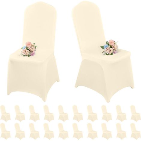 Housses de chaise en spandex élastique ivoire lot de 20 pour mariage et banquet (1/5)