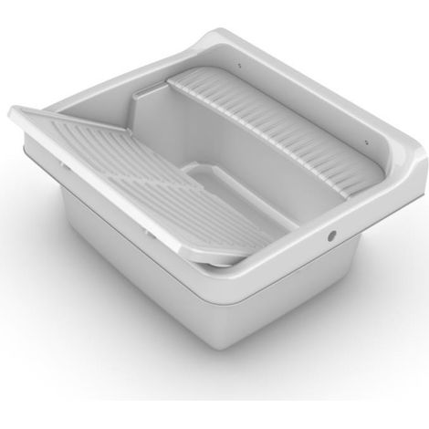 Ac-Deco – Évier à poser en résine 59 x 50 cm – Couleur blanc – Hauteur 31,5 cm – Kit siphon inclus – Prêt à poser pour garage et jardin