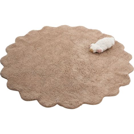 Kids Rug Light Brown Cotton 120 cm Machine-Washable with a Toy Cushion ANEGUNDI (1/5)