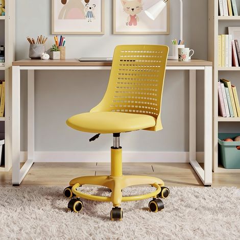 Wahson Sillas de oficina, Silla Infantil Regulable en Altura para Escritorio, Silla Ergonómica con Respaldopara para Niño de 3 a 10 años, Amarillo (1/5)