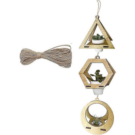 3pcs Géométrique Suspendu Pot de Fleurs Creative Pot Home Decor Bois Suspendu Pot de Fleurs Contenir Contiennent (1/5)