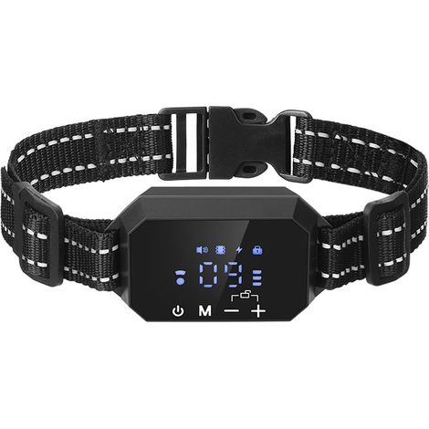 Collier GPS pour clôture virtuelle sans fil pour chiens, collier de dressage rechargeable et étanche avec écran LCD et niveaux réglables noir) (1/5)