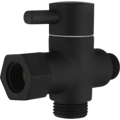 Déviateur à 3 Voies le Laiton Vanne D'arrêt 3/8”-12/17 Adaptateur pour la Ligne D'eau de Toilette,Noir