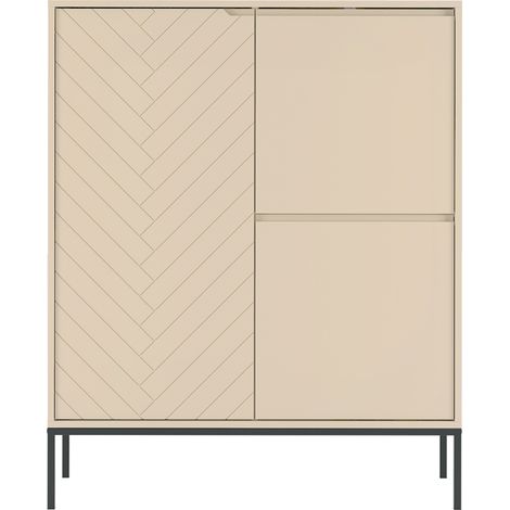 Kommode 102 cm breit in Beige mit gefräster Front ANGERA-140 (1/5)