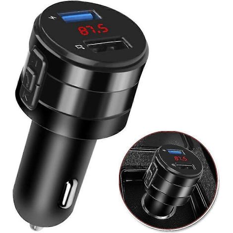 Émetteur FM Bluetooth pour voiture, double prise de charge USB, adaptateur AUX, charge rapide mains libres (1/5)
