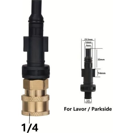 BelleRise - Adaptateur pour nettoyeur haute pression, raccord rapide 1/4", pour le raccordement de pistolets à eau. (1/5)