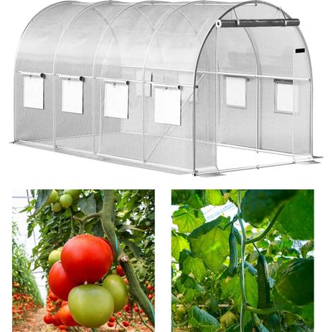 Weiße Folien-Gartentunnelfolie 6x3x2m 18m² 2 Packungen