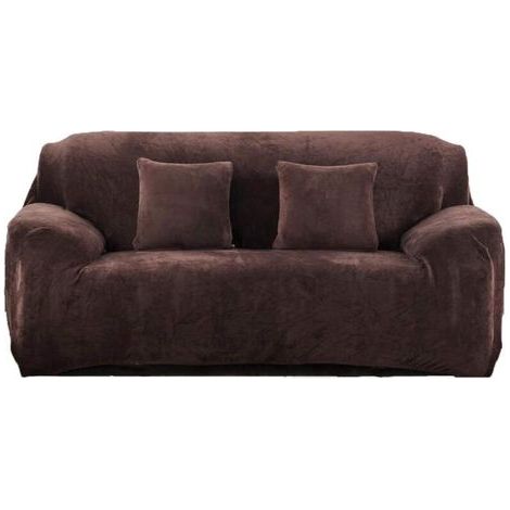 Sofabezug – Dicker, elastischer Samt – Für Doppelbett – Kaffeefarben – Einheitsgröße (1/5)