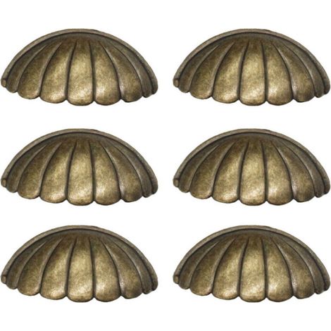 6 Pièces Poignée De Coquille,  Laiton Bouton De Porte Poignée Forme De Coquille, Rétro Poignées De Meubles Pour Porte D'armoire Poignées De Porte De Cuisine