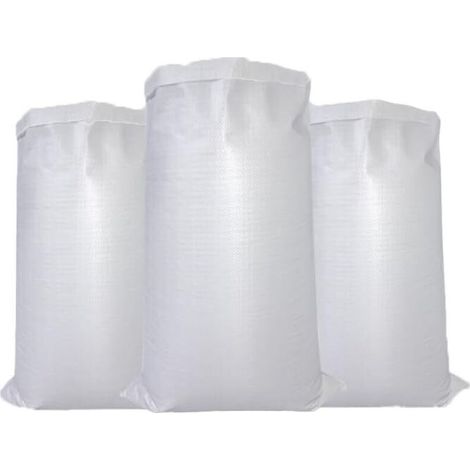 Sacs tissés blancs, sacs de sable en polypropylène, sacs de sable de contrôle des inondations en polypropylène tissé à cordon résistant aux UV et imperméables (100153cm - 10 pièces) (1/5)