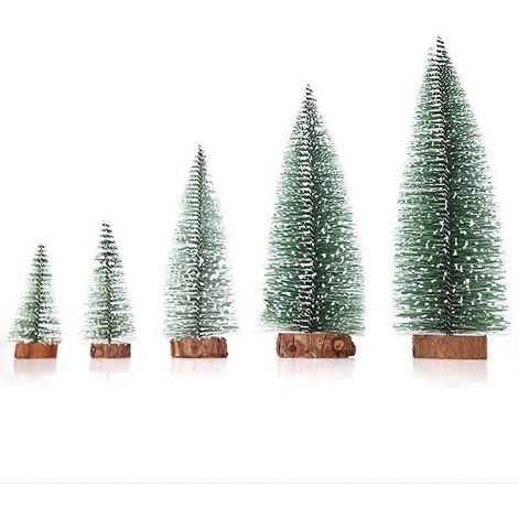 Mini-Weihnachtsbaum, kleine Kiefern auf Holzsockel, für Zuhause und den Schreibtisch