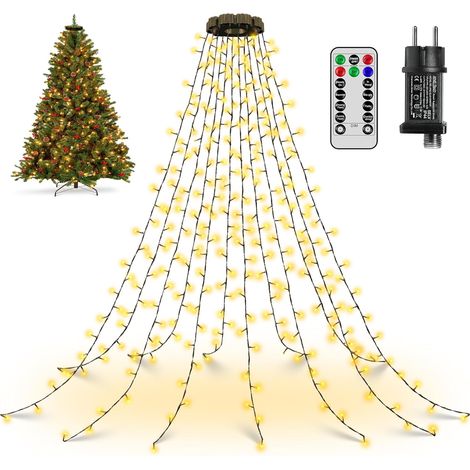 Lichterkette Weihnachtsbaum 2.5M, 300 LED Lichterkette außen innen 12 Stränge mit Ring Timer, 8 Modi wasserdicht Weihnachtsbeleuchtung außen für 150cm 180cm 240cm Baum(warmweiß) (1/5)