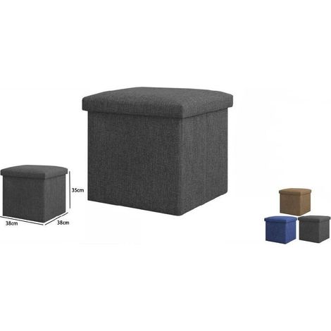Trade Shop - Pouff Puff Pouf Contenitore Imbottito Con Seduta In Tessuto 38 X 38 X 35cm 69586 - (1/2)