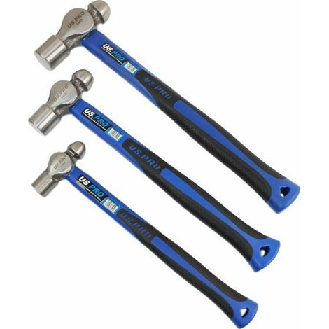 US PRO 3pc Ball Pein Hammers Set 8 16 32oz TPR Handle 7063 Machinists TPR Hammer
