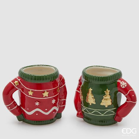 EDG Enzo De Gasperi Tazza Maglione di Natale Ass. H 12 Cm D 15,5 Cm Green Red 1 Pz (1/4)