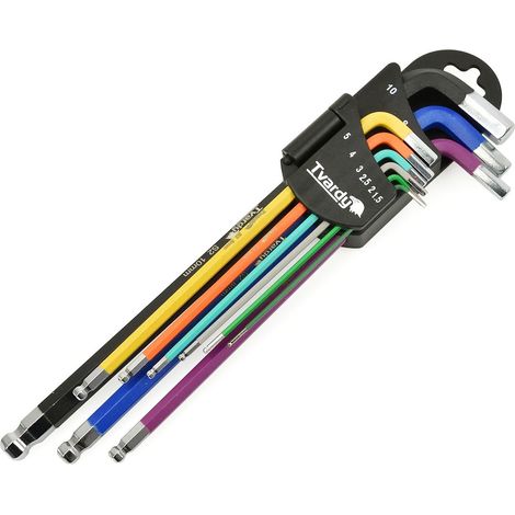 Lange Inbusschlüssel, farbig, 1,5–10 mm, 9 Stück. S2 (24) (1/5)