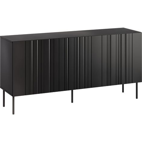 Aparador Evavese 100, Negro, 75x151cm, Número de puertas: 040cm, MDF, Aglomerado laminado