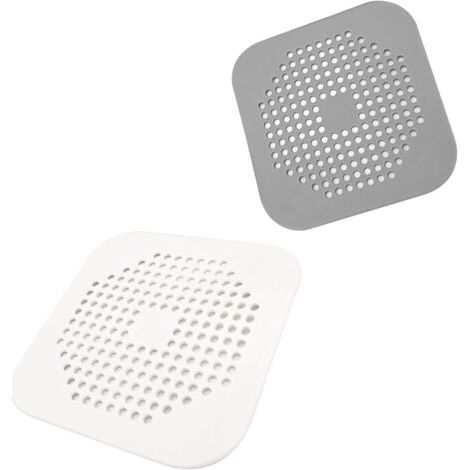 Couvercle de drain de douche carré 5,7 pouces ,Collecteur de cheveux bouchon plat en silicone pour salle de bain et cuisine avec ventouse (gris + blanc) (1/4)