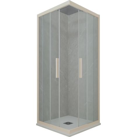 Eck-Duschkabine in PVC 90x100 Klarglas Champagne Kolors