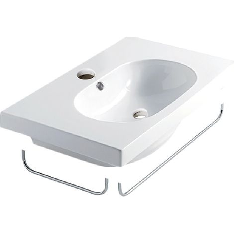 Lavabo ergonomico con troppopieno in ceramica serie HOME Idral 10396  Bianco - Ceramica (1/2)