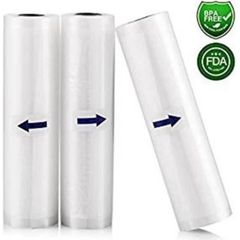 3 Pack 25x500cm Appareil de mise sous Vide Sac sous Vide, Rouleaux d\'emballage pour Machine sous vide pour Économiseur de nourritur (1/4)