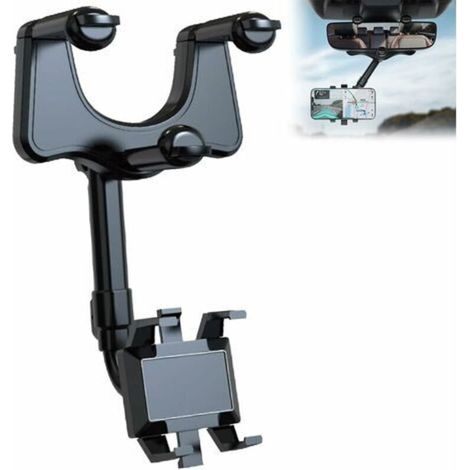 Supporto per telefono da auto da specchietto retrovisore, supporto retrattile girevole a 360° per smartphone da auto, supporto portatile per smartphone da 4 a 6,7 pollici