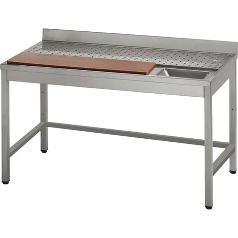 Table Inox de Découpe pour Viande Planche à Découper et Trou Vide Déchets - Virtus
