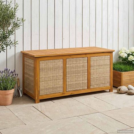 vidaXL Boîte de Rangement de Jardin 185 L Bois d'Acacia Massif Beige (1/5)