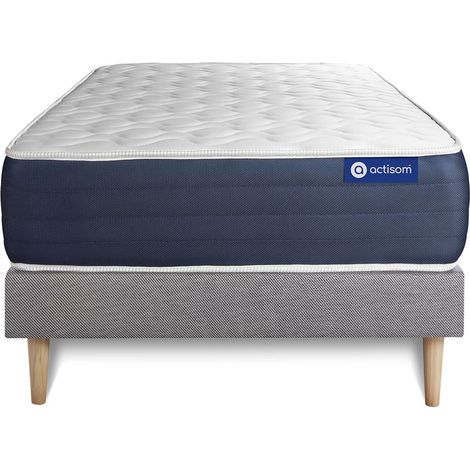 Actiflex sleep matratze 80x190cm + Bettgestell mit lattenrost - Dicke : 22cm - Taschenfederkern und Memory-schaum - H3