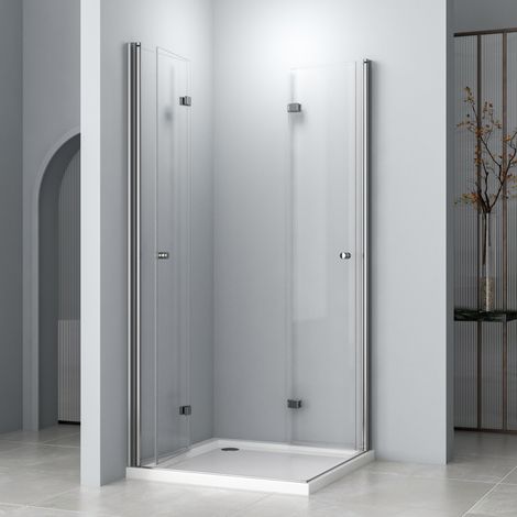 Duschkabine Eckeinstieg 80x80x185cm 180º Doppel Falttür Duschabtrennung Drehfalttür Dusche Duschwand aus 6mm ESG Sicherheitsglas (1/4)