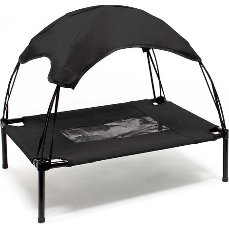 Hamaca mascotas Cama Perros Gatos Relax Jardín Outdoor Protección solar Sombrilla Animales M Negro