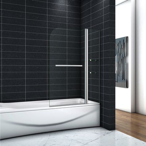 OCEAN Pare-baignoire 100x140cm écran de baignoire pivotant 6mm verre de sécurité (1/5)