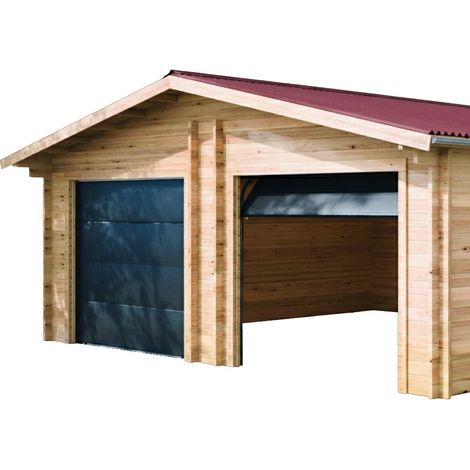 HABRITA Porte sectionnelle motorisée pour garage bois - aluminium et panneaux PVC - ouverture verticale
