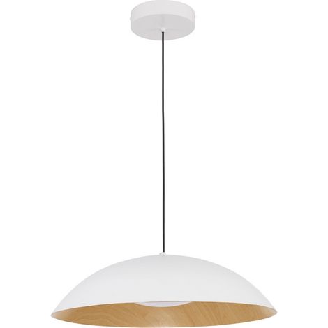 Merano Hampton Plafonnier LED Intégré Blanc Sable Extérieur Bois Naturel Intérieur Aluminium LED 47W 2015Lm 3000K