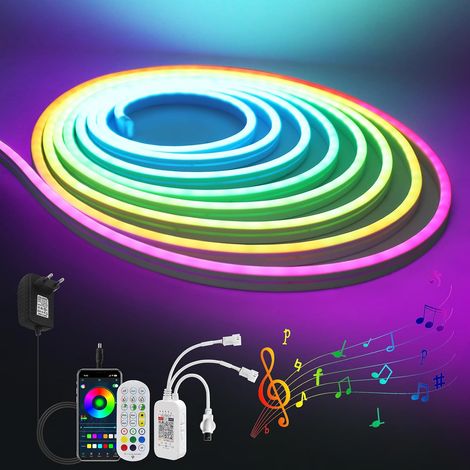 LED Tapes, Music Sync Color Changing Strip Lights with Remote Control and RGB Full Color Neon Lights Application, for Home Party Decoration (DC 12V, 1M) (1/5)
