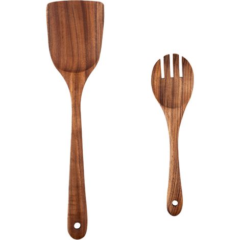 Support Pour Ustensiles De Cuisine - Baril En Teck Naturel Avec Trous D Évacuation - Pour Rangement Cuisine Organisé - Lot De 2 Pièces (1/5)