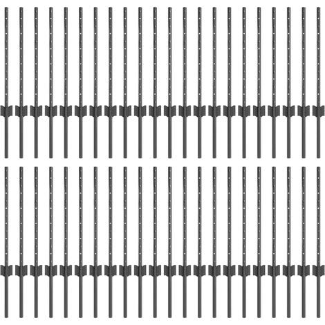 Poteaux de clôture 44 pcs U-Channel Gris 100 cm Acier CFW2820078 (1/5)