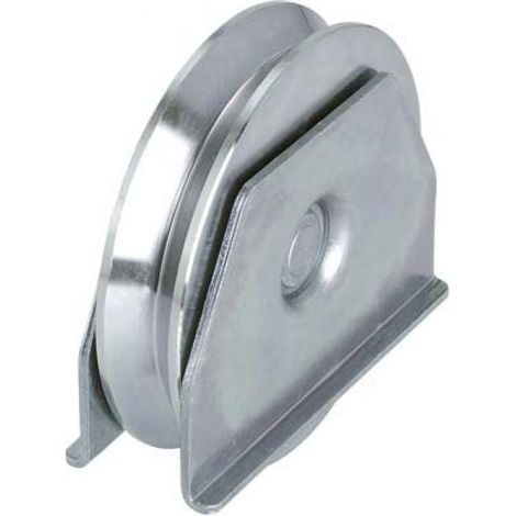 Ruota gola v per cancello 1 cuscinetto a sfera art.417 - Specifiche: Ø mm 120x24 portata Kg 250 gola V 92°