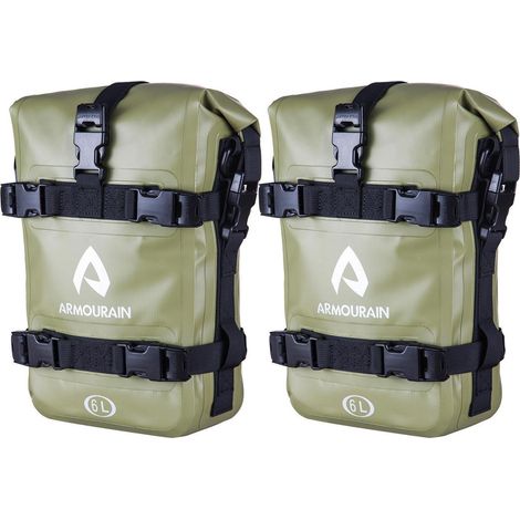 Motorrad Sturzbügeltaschen Set 2x6L Wasserdicht Armeegrün (1/5)