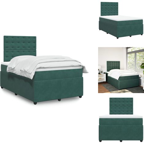Sommier à lattes de lit avec matelas vert foncé 120x190 cm - Sommier À Lattes De Lit - Sommiers À Lattes De Lit - Lit - Meuble De Chambre À Coucher (1/5)