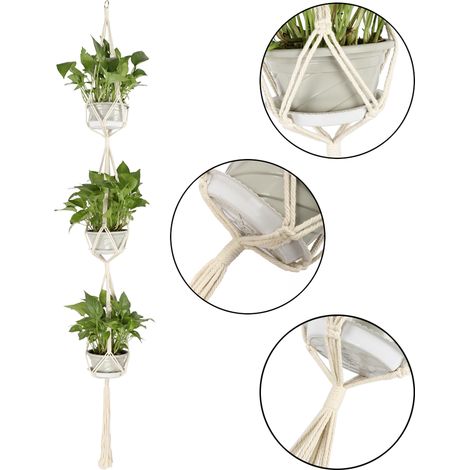 Support suspendu pour pot de fleurs fait main, panier suspendu, sac en filet pour pot de fleurs, sac suspendu. Capture d'écran de votre commande et laissez un message. Environ 180 cm. (1/5)