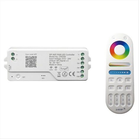Dr03W Tuya Spi Contrôleur LED RVB Wifi Variateur Fonctionne avec Google Alexa Home Contrôle Sans Fil Wifi pour Bande LED RVB (1/4)