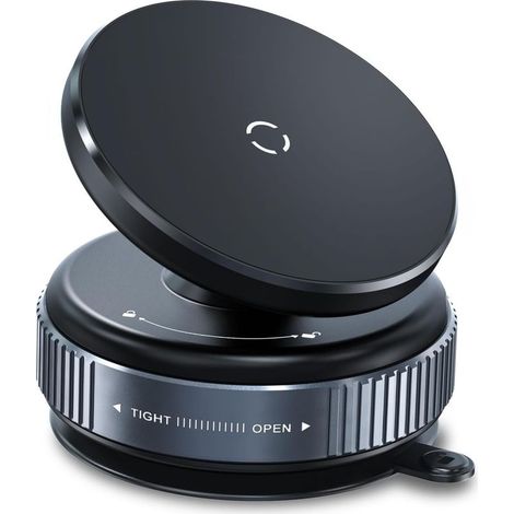 Magnetic car mount with suction cup, compatible with MagSafe, for iPhone 16, 15, 14, 13, 12 Pro Max Plus and MagSafe cases, for mirrors, glass and gyms, black (1/5)